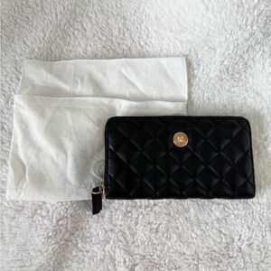 Authentic Versace Black Quilted Wallet with Gold Accent
